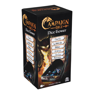 Campaign Dice Tower, Magnetic Nameplates and Portable 7 Polyhedral Dice Included, Role-Playing Board Games DND Dungeons Dragons MTG Magic the Gathering, for Adults & Kids Ages 8 and up