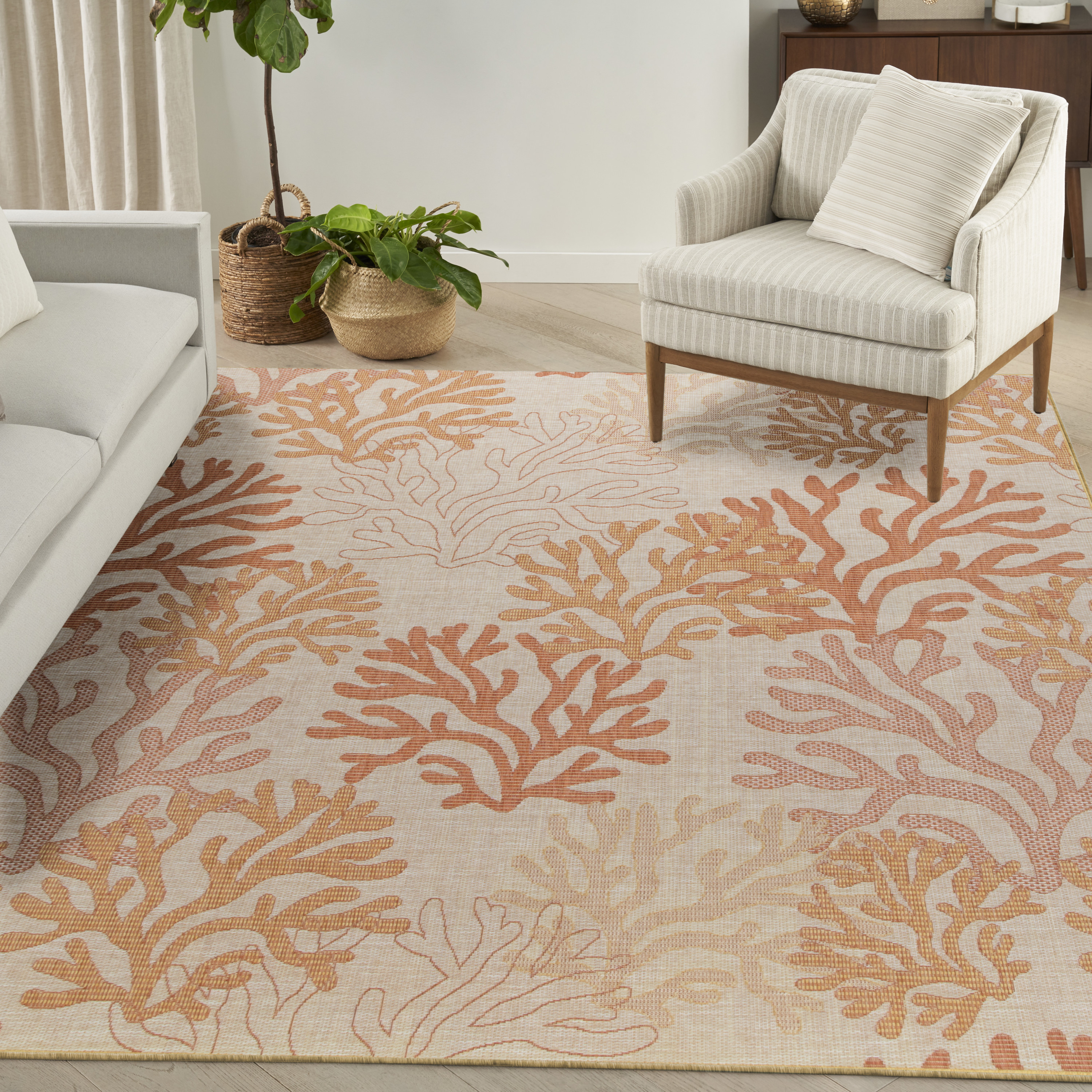 Nourison Garden Oasis 9' x 12' Coral Coastal, Nautical & Beach Rug