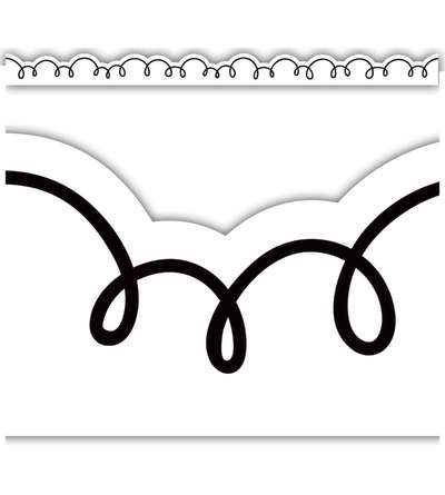 White with Black Squiggles Die-Cut Border Trim