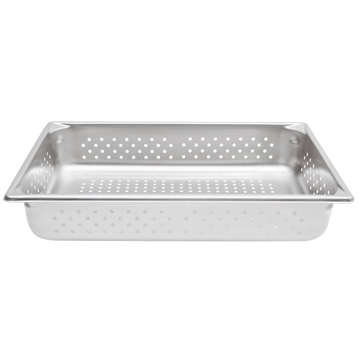 Full-size 4-inch-deep Super Pan V® perforated stainless steel steam table pan