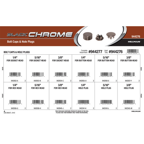 Black Chrome Bolt Caps & Hole Plugs Assortment