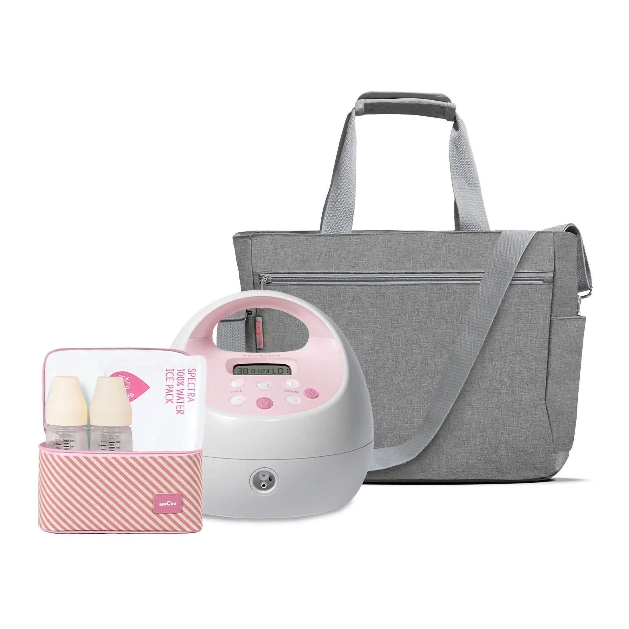 Mother's Milk Inc PUMP, BREAST MANUAL SWITCH S2 GRY TOTE PNK COOLER