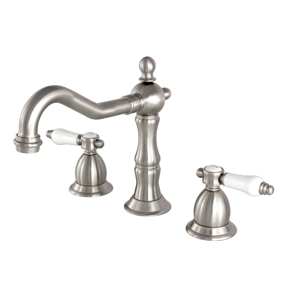 3-Hole Deck Mount Widespread Bathroom Faucet with Brass Pop-Up, Brushed Nickel with 4 Finish Options