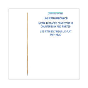 Boardwalk, Lie-Flat Bolt-On Lacquered Wood Mop Handle, 54", Natural