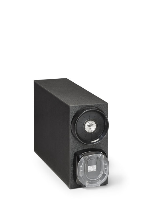 Configurable black ABS plastic dispenser cabinets with LidSaver® 3 Lid Dispenser options