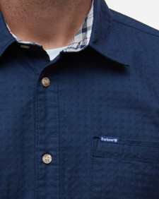 Irvine Textured Tailored Long-Sleeved Shirt Classic Navy