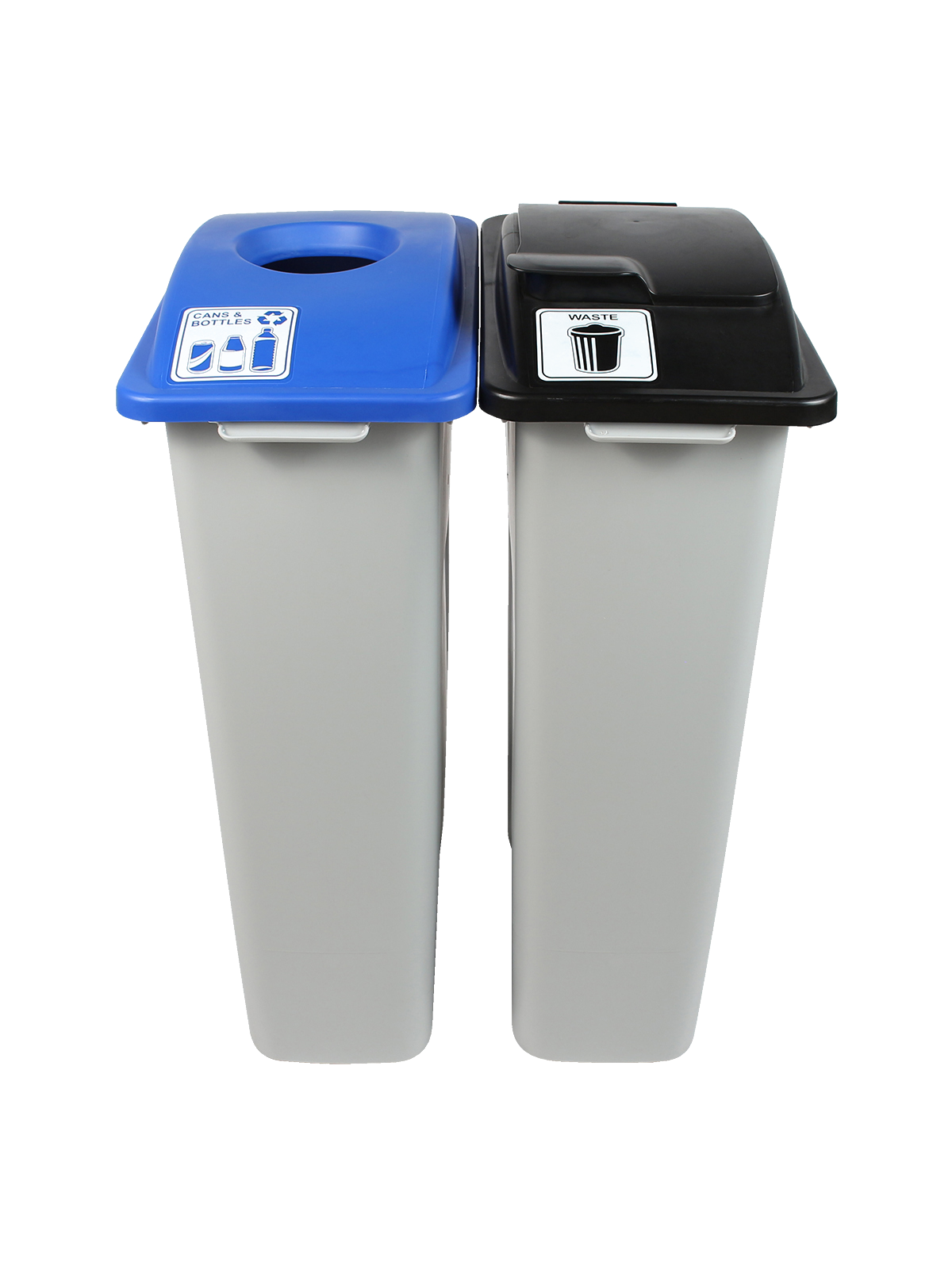 WASTE WATCHER – Double – Kit – Cans & Bottles-Waste – Circle-Solid Lift – Grey-Blue-Black