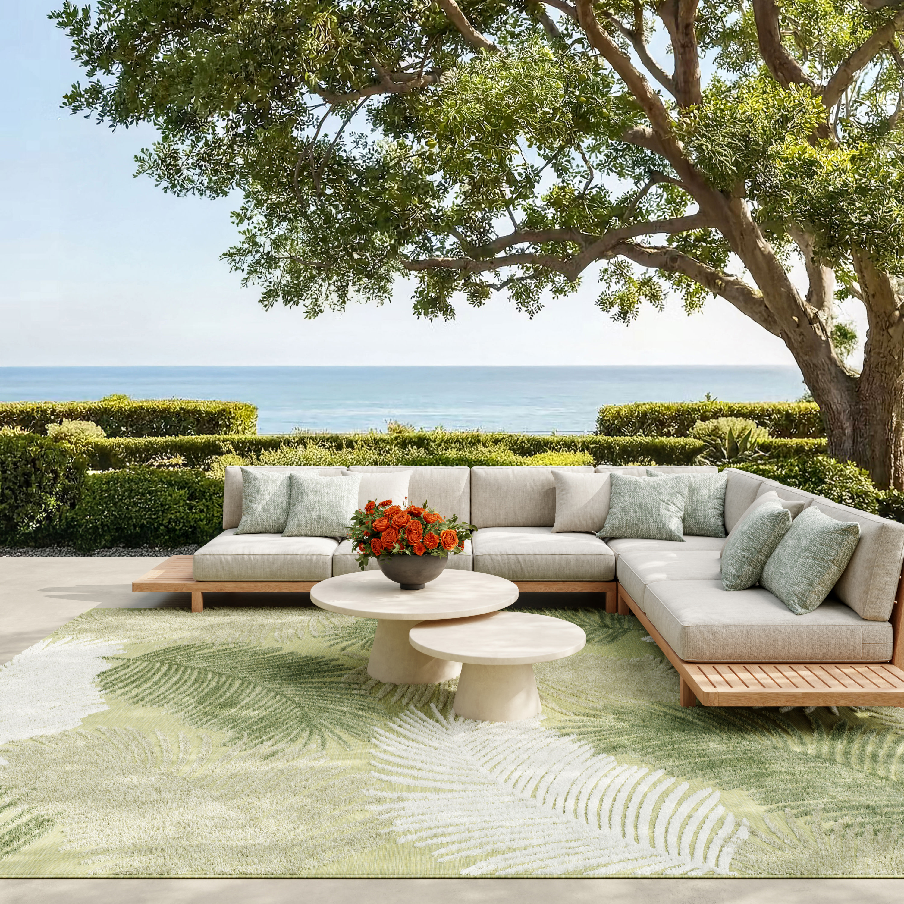 Nourison Suncoast 7'10" x 9'10" Green Tropical Rug