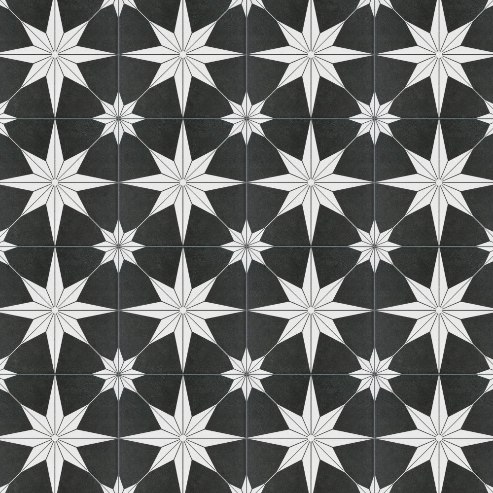 Stella Night 9.75x9.75 Square Porcelain Floor and Wall Digital Pattern