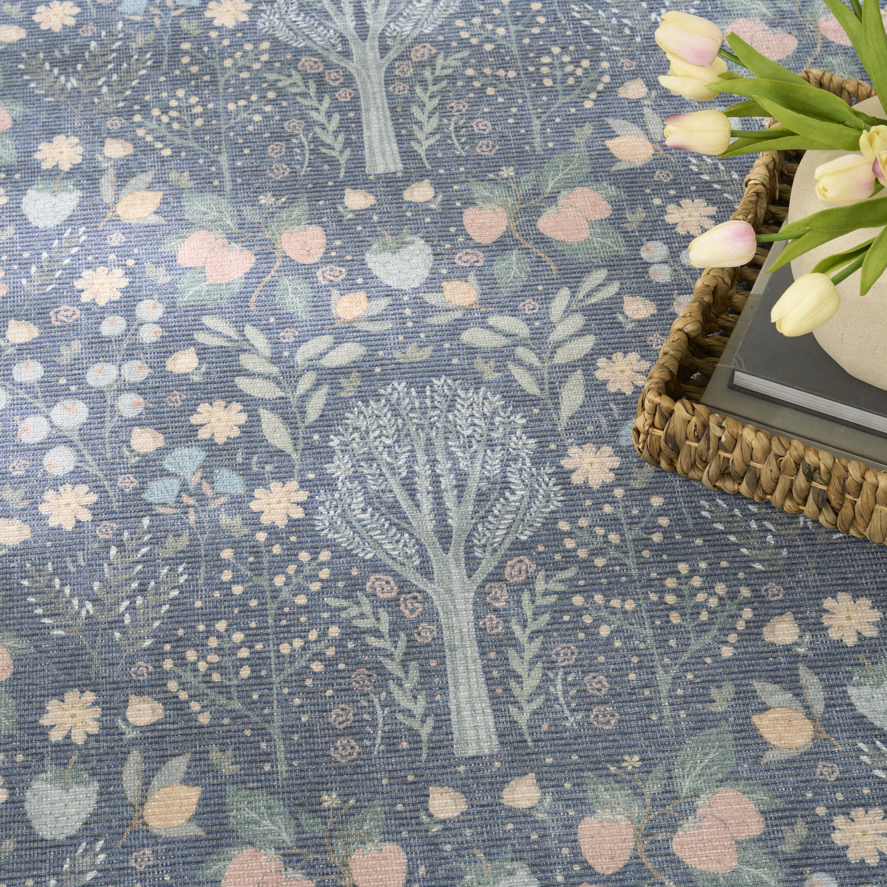 Nourison Botanical Washables 7'6" x 9'10" Blue Multicolor Modern Indoor Rug