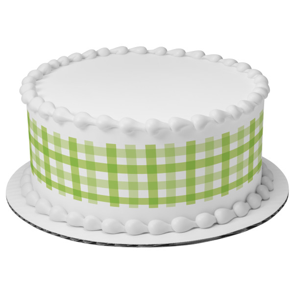 Green Gingham PhotoCake® Edible Image® Strips