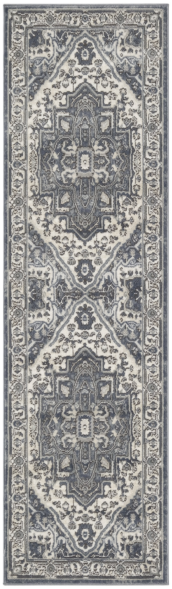 Nourison Quarry 2'2" x 7'6 Navy Ivory Vintage Indoor Rug