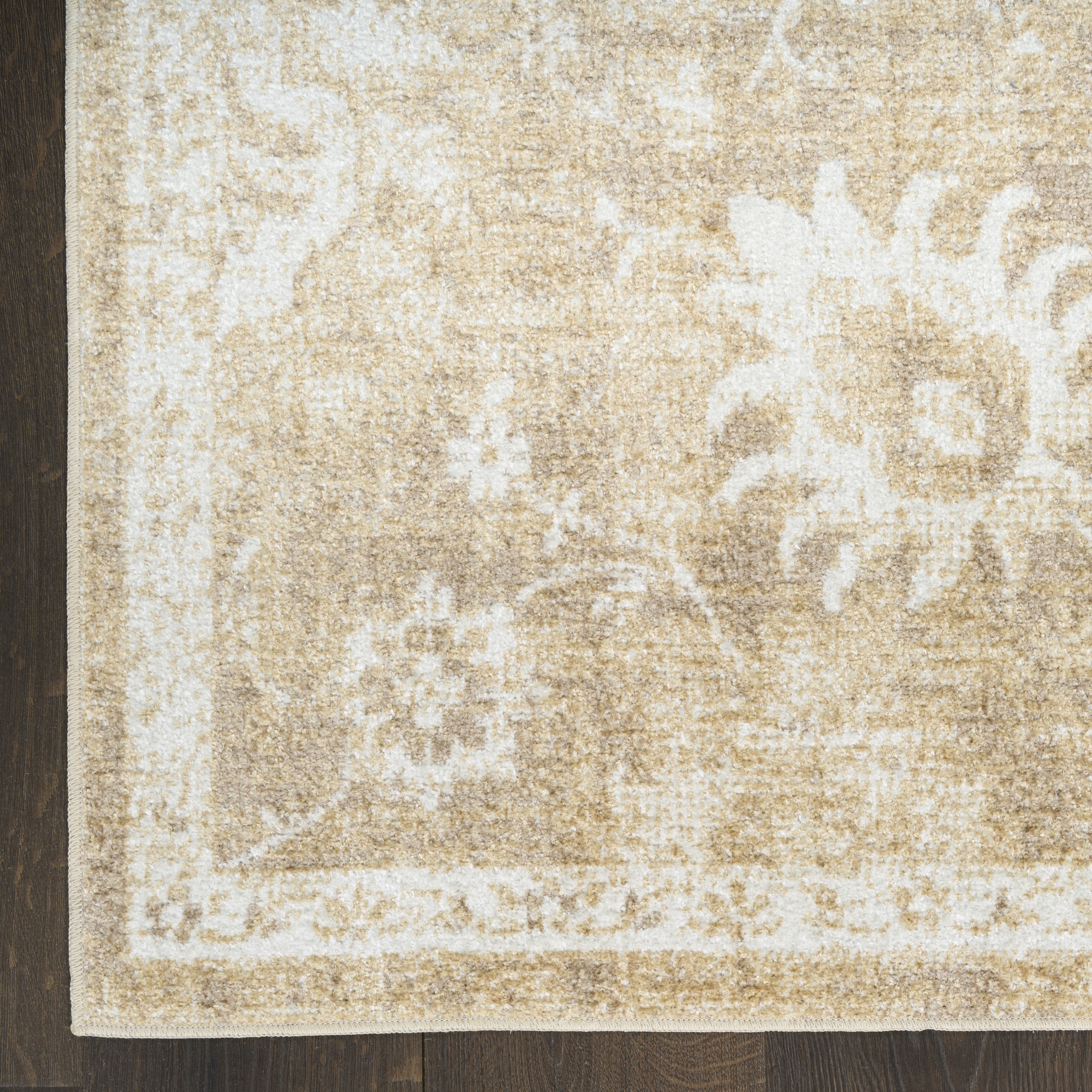 Nourison Astra Machine Washable 4' x 6' Ivory Gold Vintage Indoor Rug