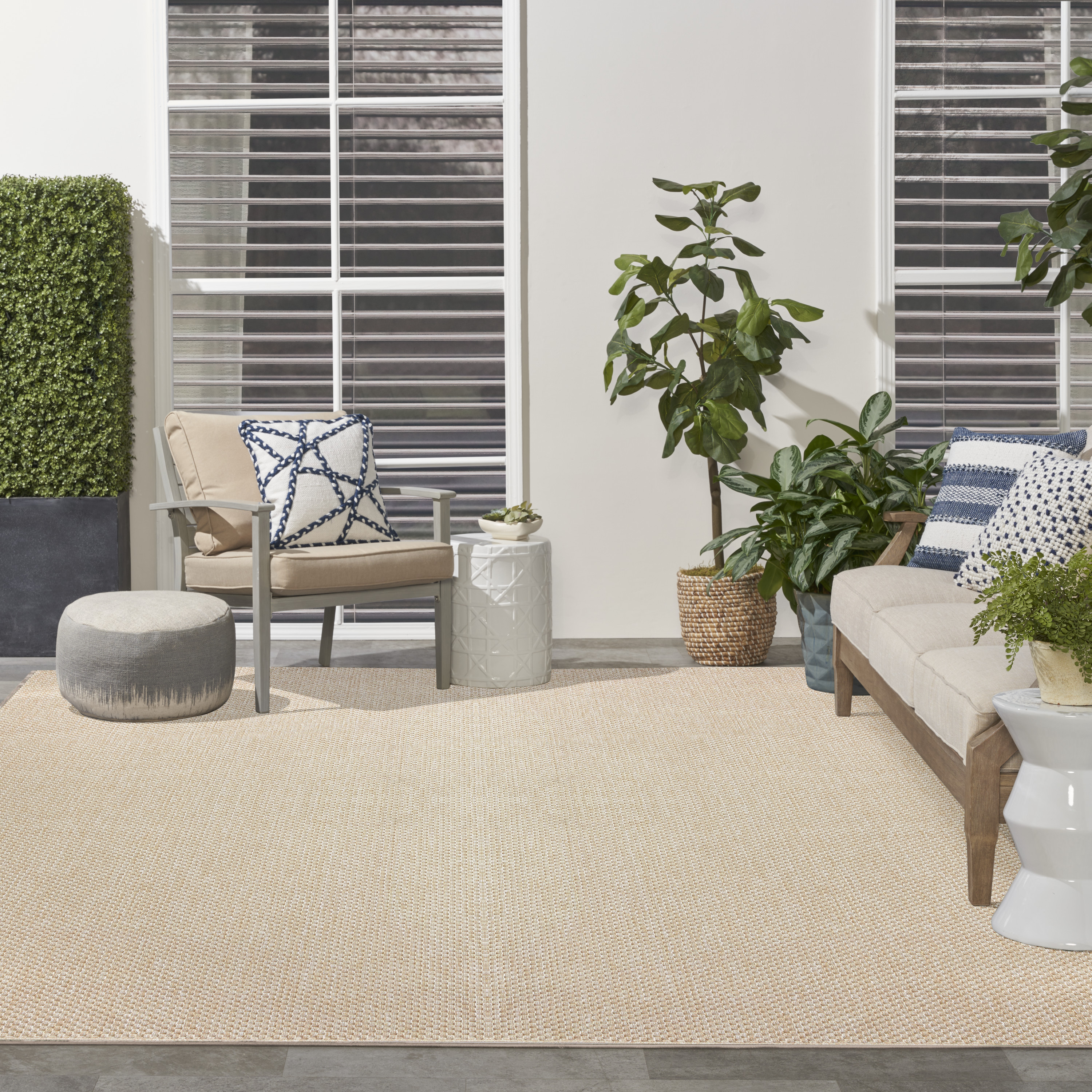 Nourison Tulum 10' x 14' Cream Outdoor Rug