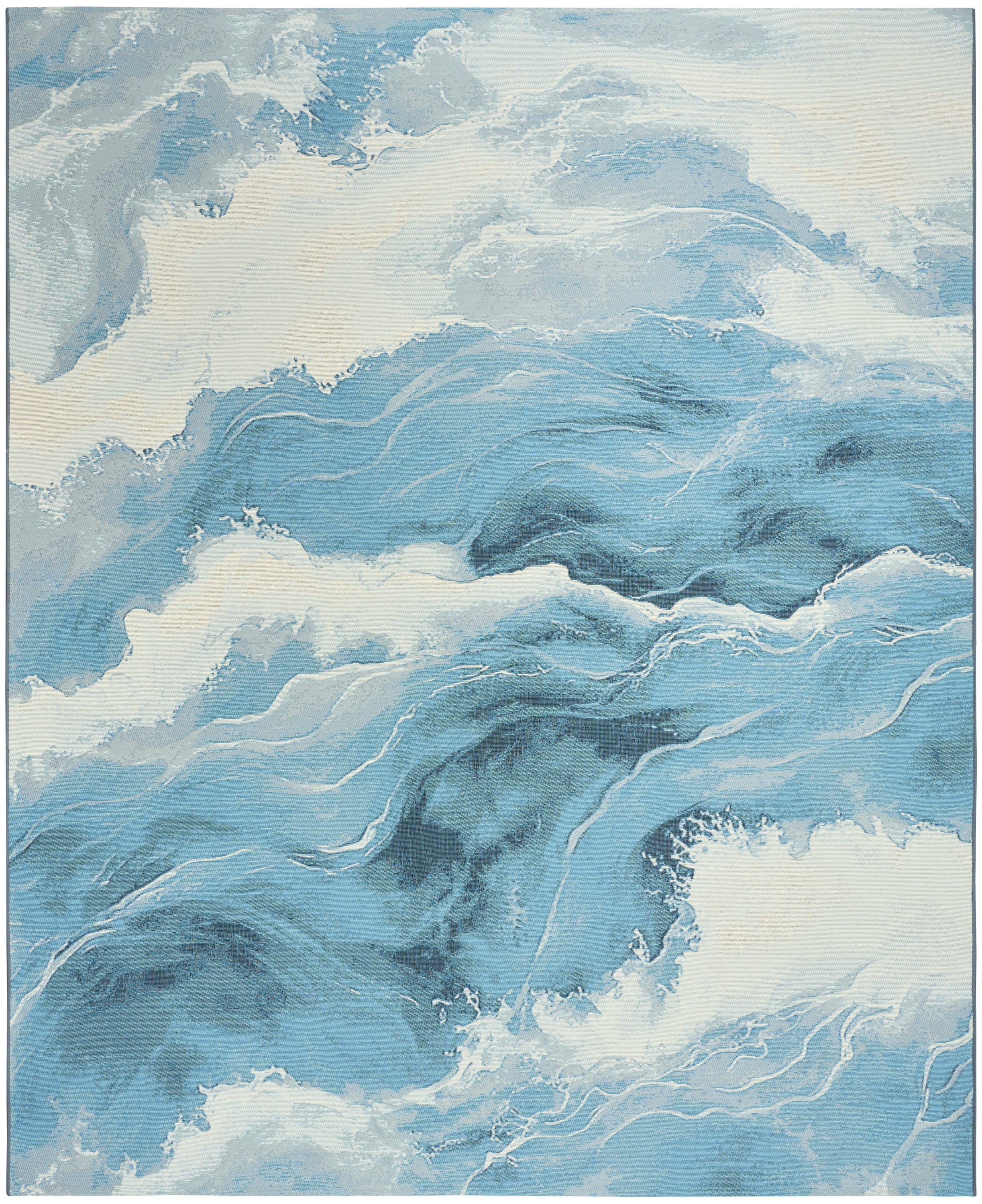 Nourison Color Splash 7'10" x 9'10" Ivory Blue Coastal, Nautical & Beach Rug