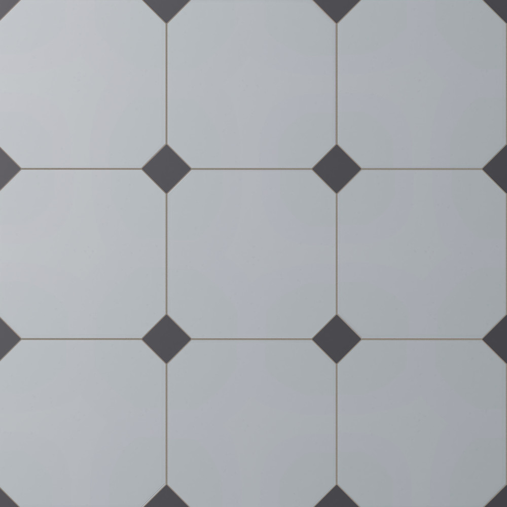 Vaudeville Octagon Humo with Taco Antracita 7-7/8 in. x 7-7/8 in. Porcelain Floor and Wall Tile