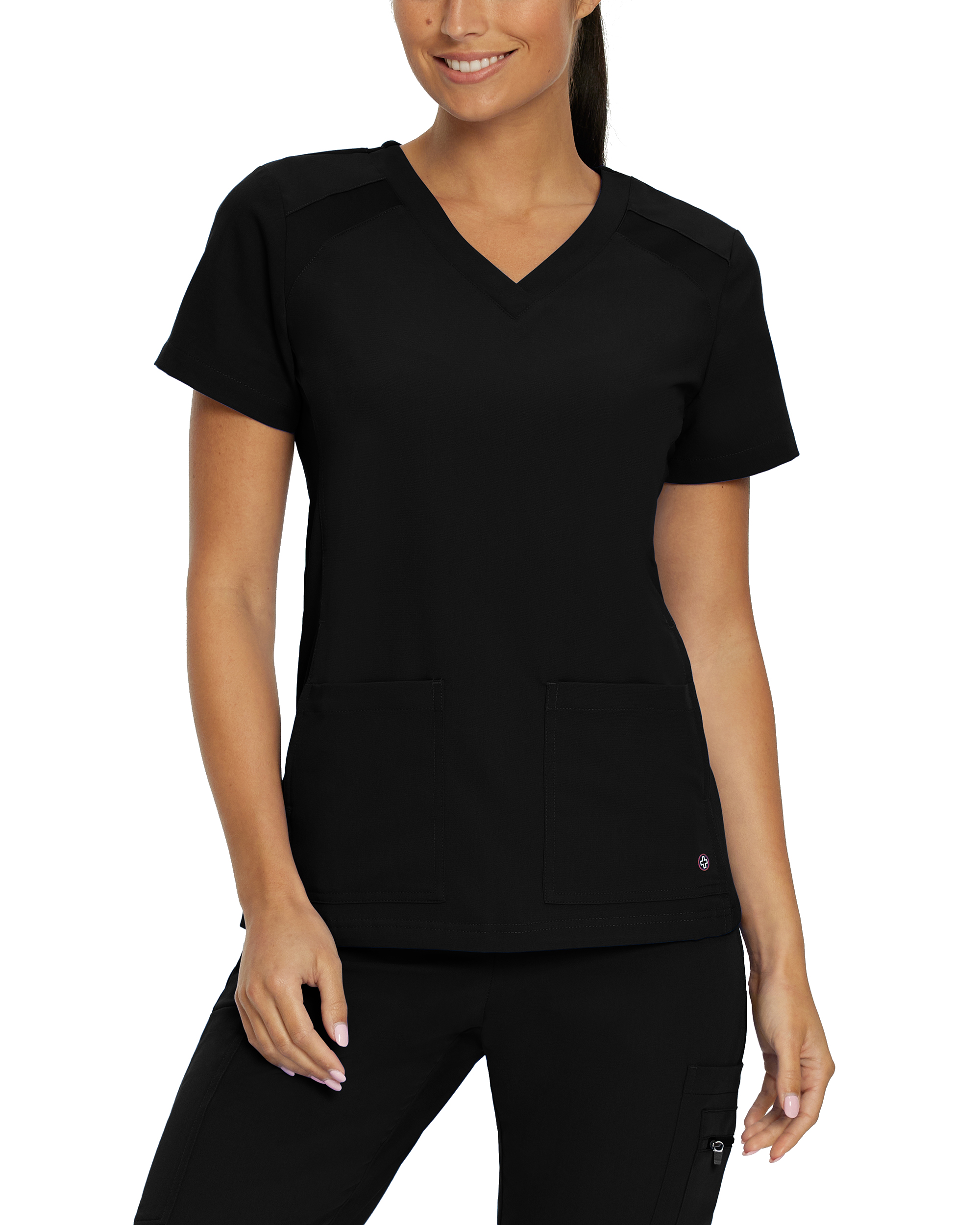 White Cross V&#45;Tess Women&#39;s 4&#45;Pocket V&#45;Neck Scrub Top-White Cross