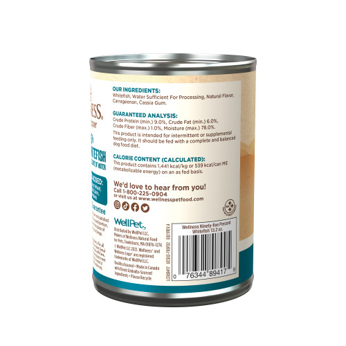 Wellness Complete Health 95% Whitefish back packaging