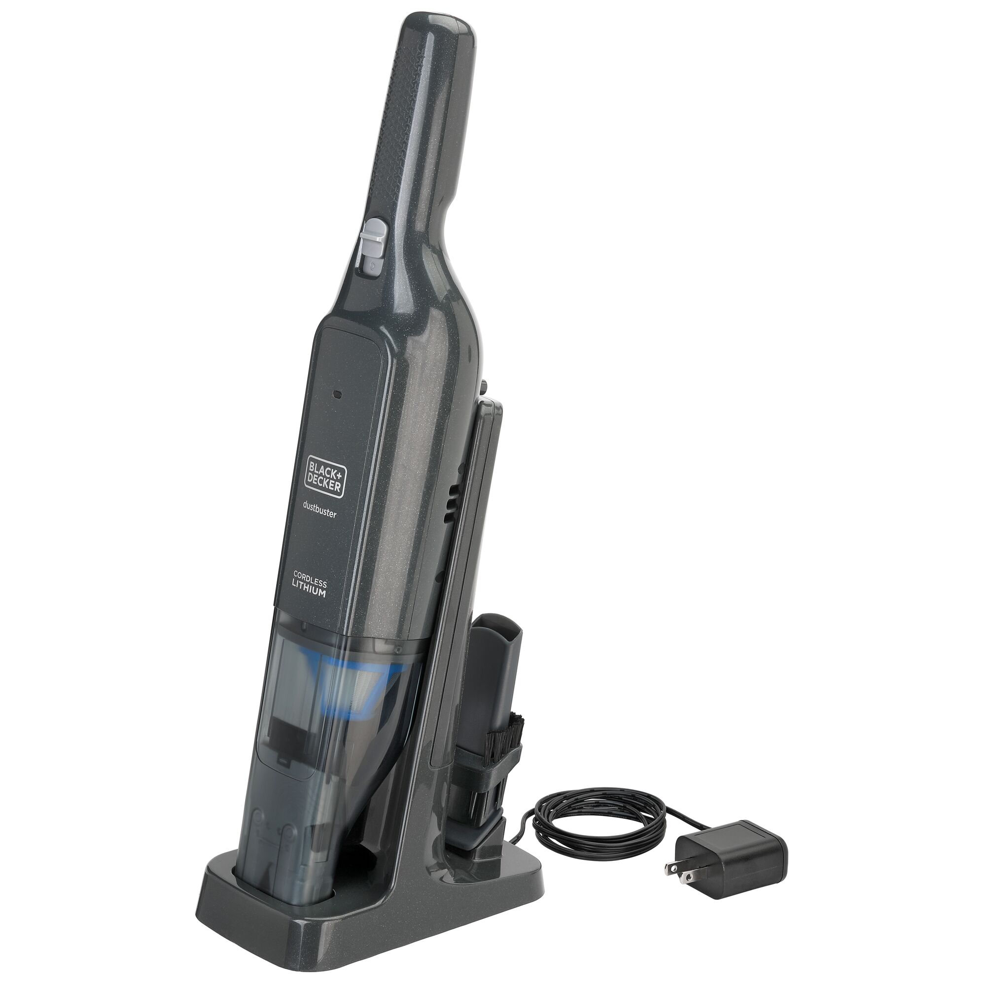 Base charger feature of dustbuster 12 volt max advancedclean cordless hand vacuum.