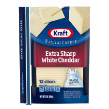 Kraft Extra Sharp White Cheddar Cheese Slices, 12 ct Pack