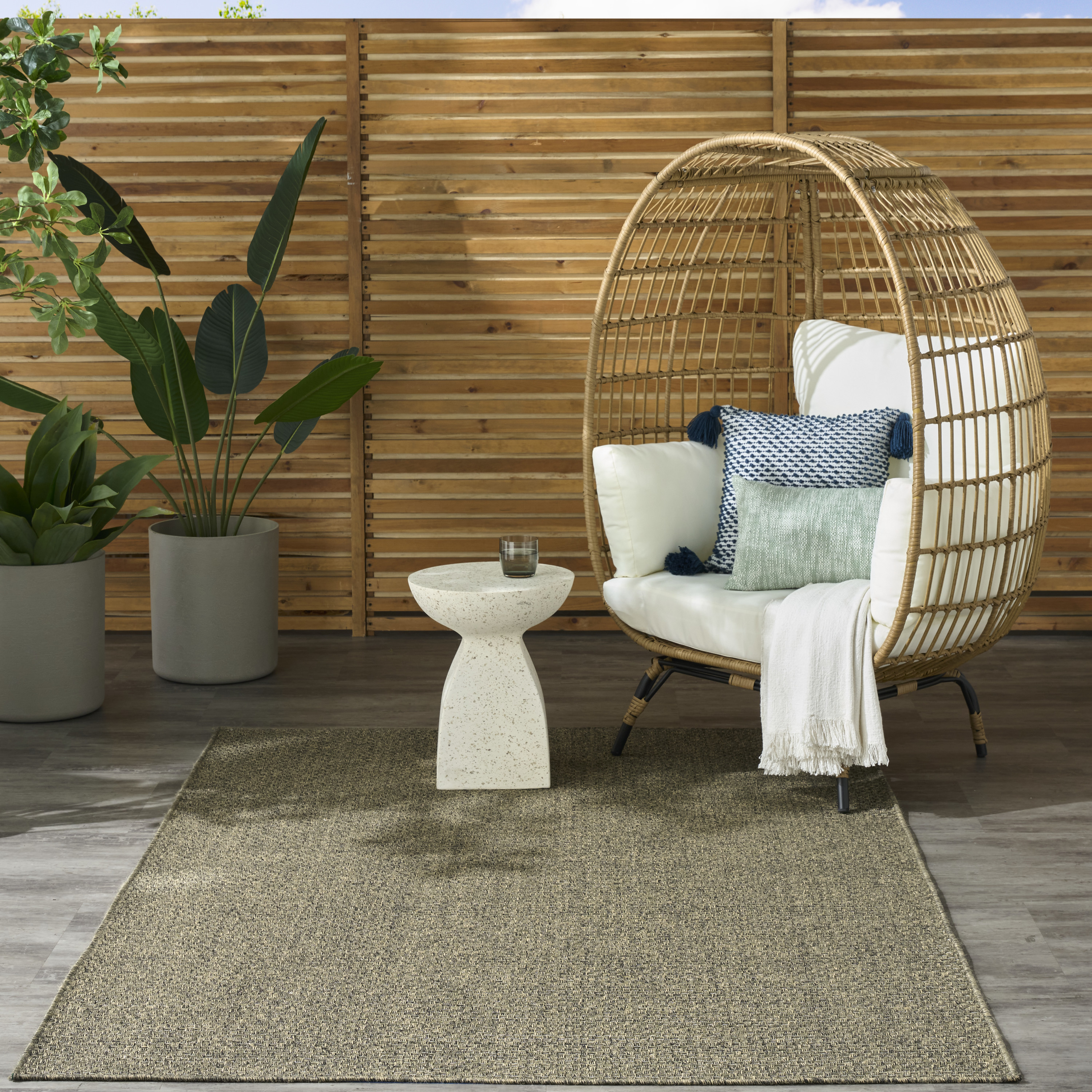 Nourison Tulum 6' x 9' Olive Outdoor Rug