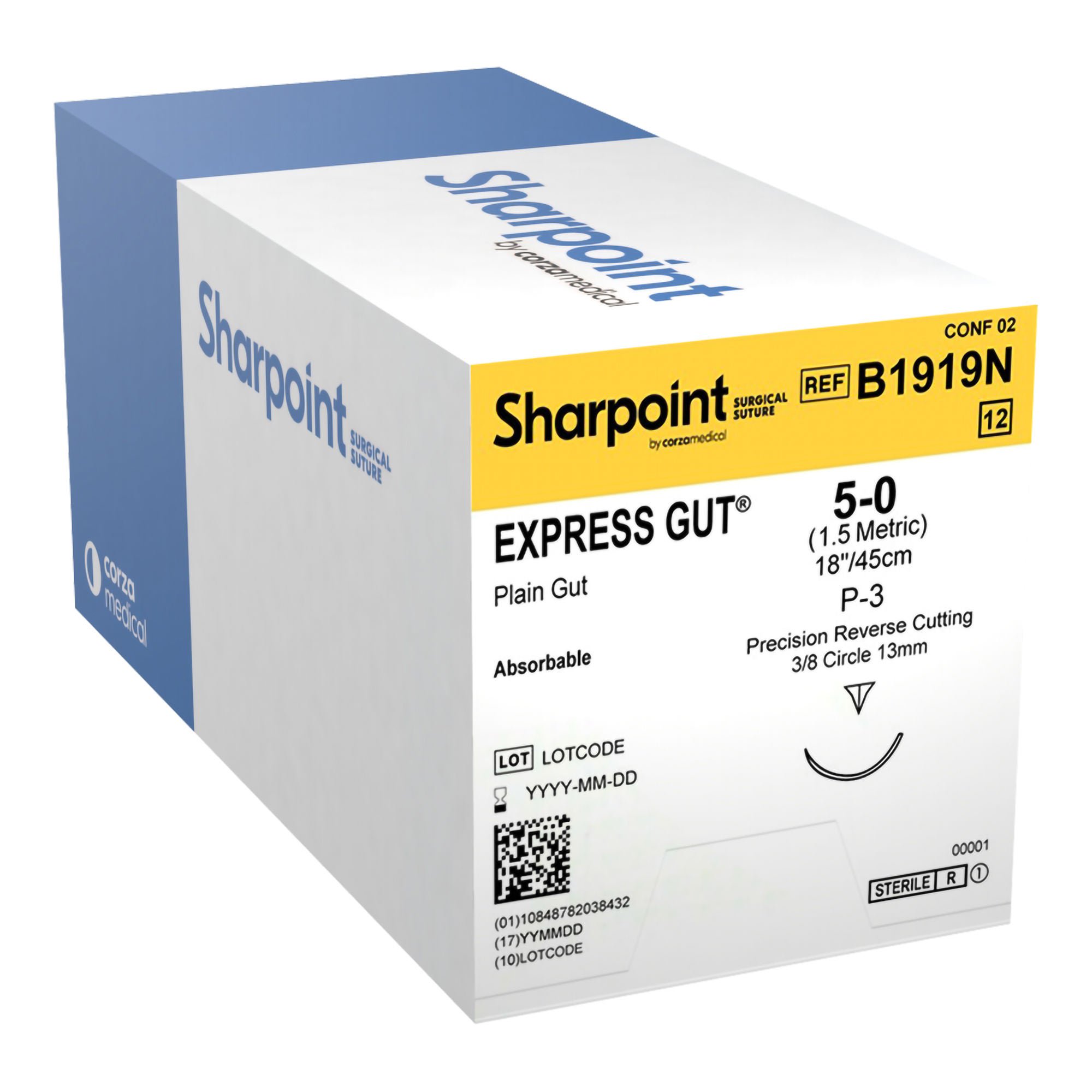 Surgical Specialties SUTURE, EXPRS GUT 5-0 P-3 REVERSE CUT 3/8 CIR 18"(12/BX)