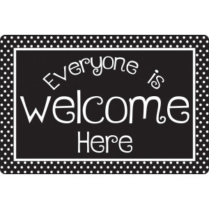 Computer Mouse Pad, 8" x 10", Everyone is Welcome Here, BW Dots
