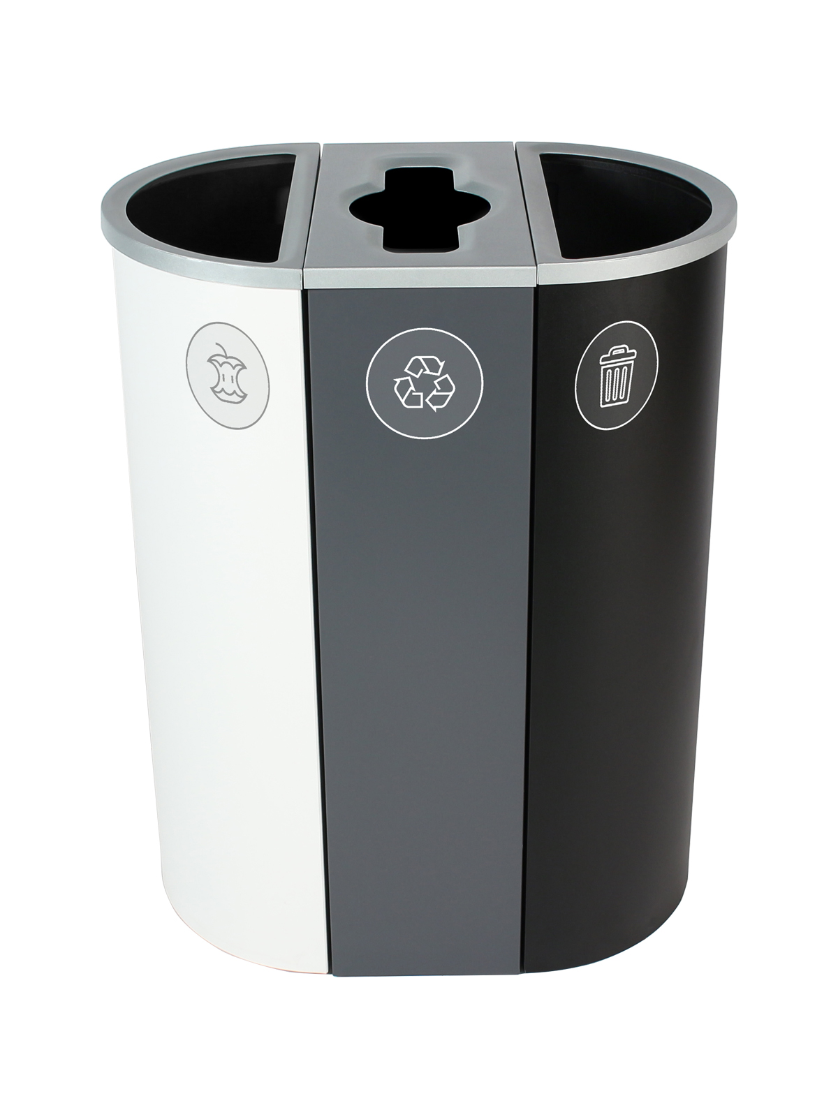 SPECTRUM – Triple – Kit – Organics-Mobius Loop-Waste – Full-Mixed-Full – White-Grey-Black