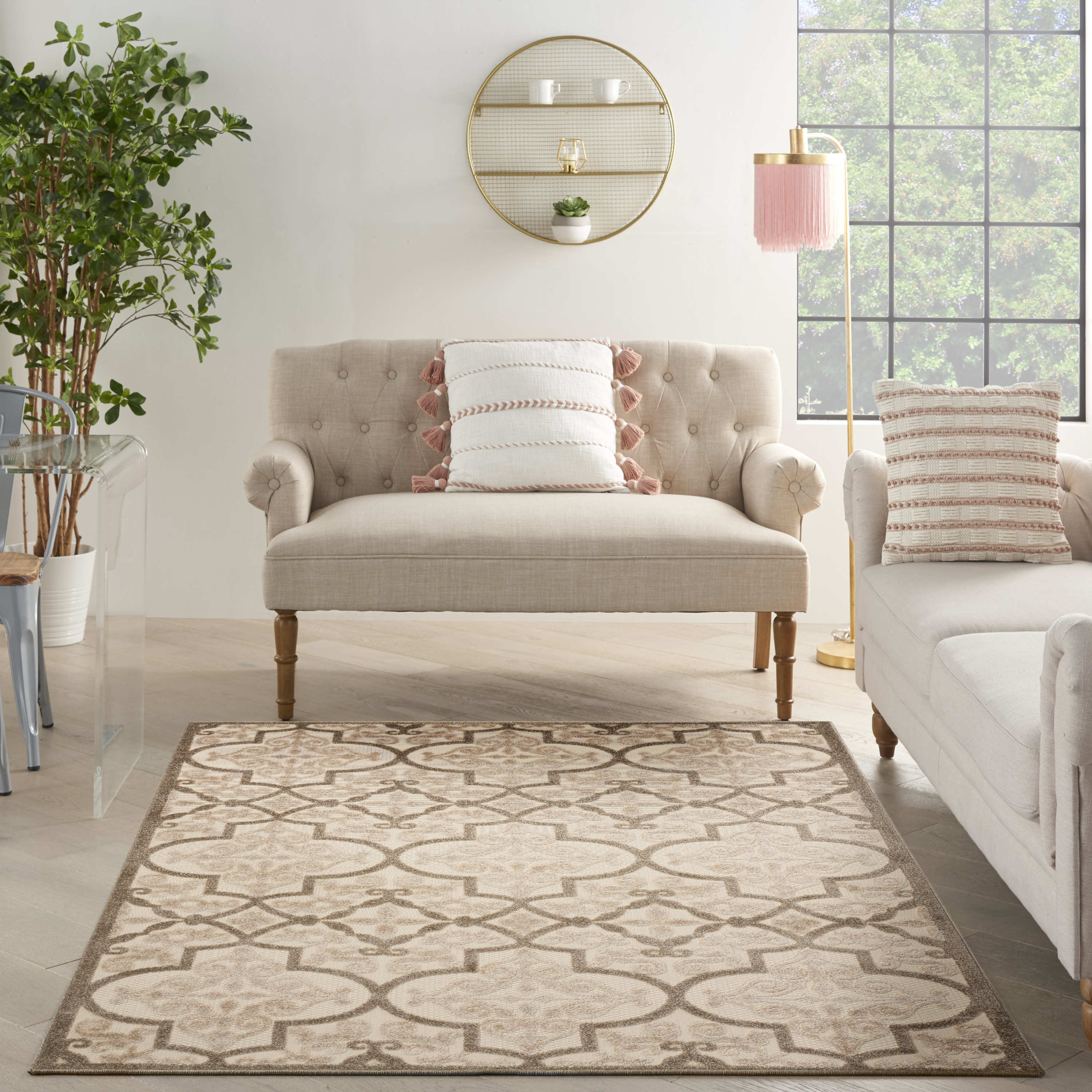 Nourison Aloha 5'3" x 7'5" Cream Bohemian Rug