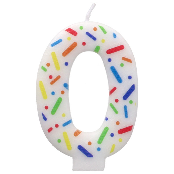 0 Rainbow Sprinkle Numeral Candles