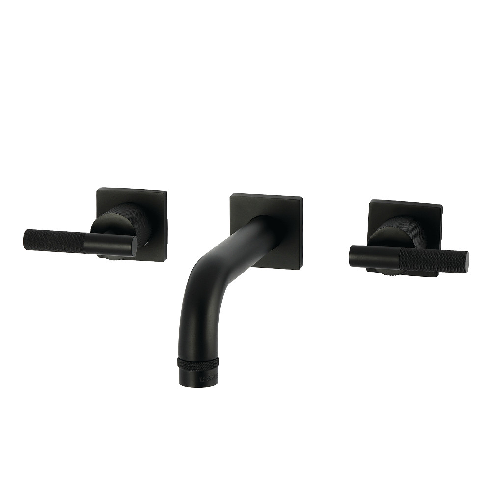 Double-Handle Wall Mount Bathroom Faucet with Knurled Handle, Matte Black with 7 Finish Options