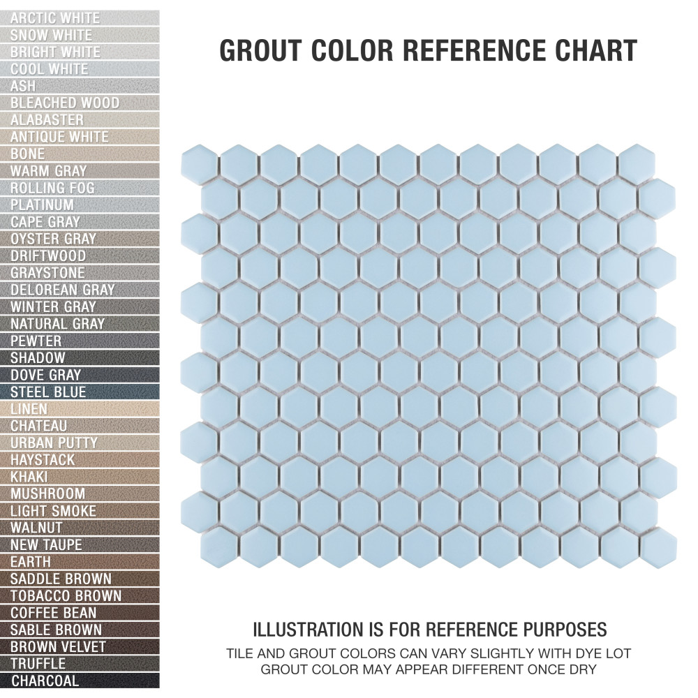 Sample – Metro 1″ Hex Matte Light Blue Porcelain Mosaic Tile