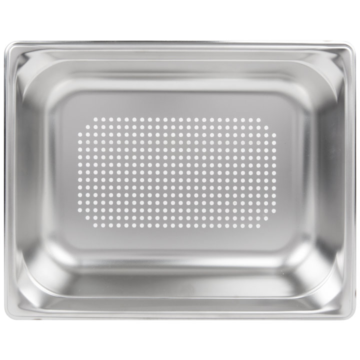 Half-size 2 ½-inch-deep Super Pan 3® stainless steel perforated steam table pan