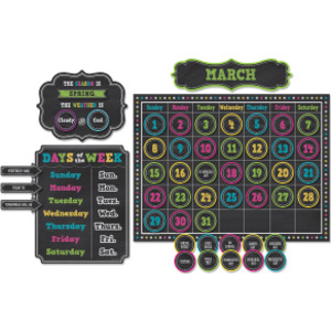 Chalkboard Brights Calendar Bulletin Board Display Set