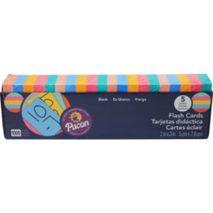 Blank Flash Cards with Dispenser Box, 5 Assorted Colors, Unruled 3" x 2", 1000 Cards