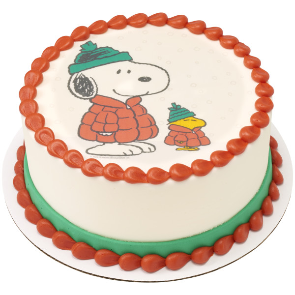 Peanuts® Snoopy® and Woodstock® in Puffer Jacket PhotoCake® Edible Image®