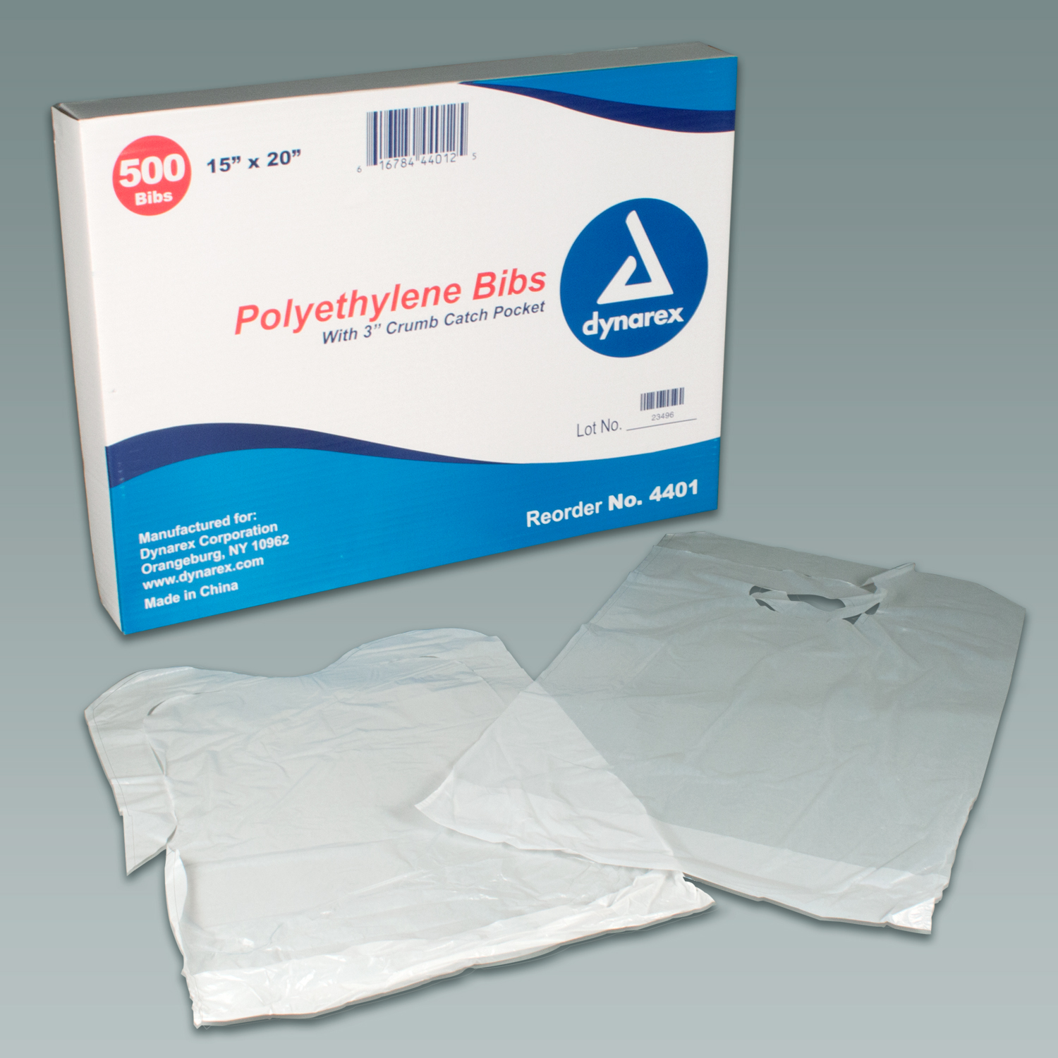 Polyethylene Bibs w/ 3in Crumb Catch Pocket - 15 x 20in
