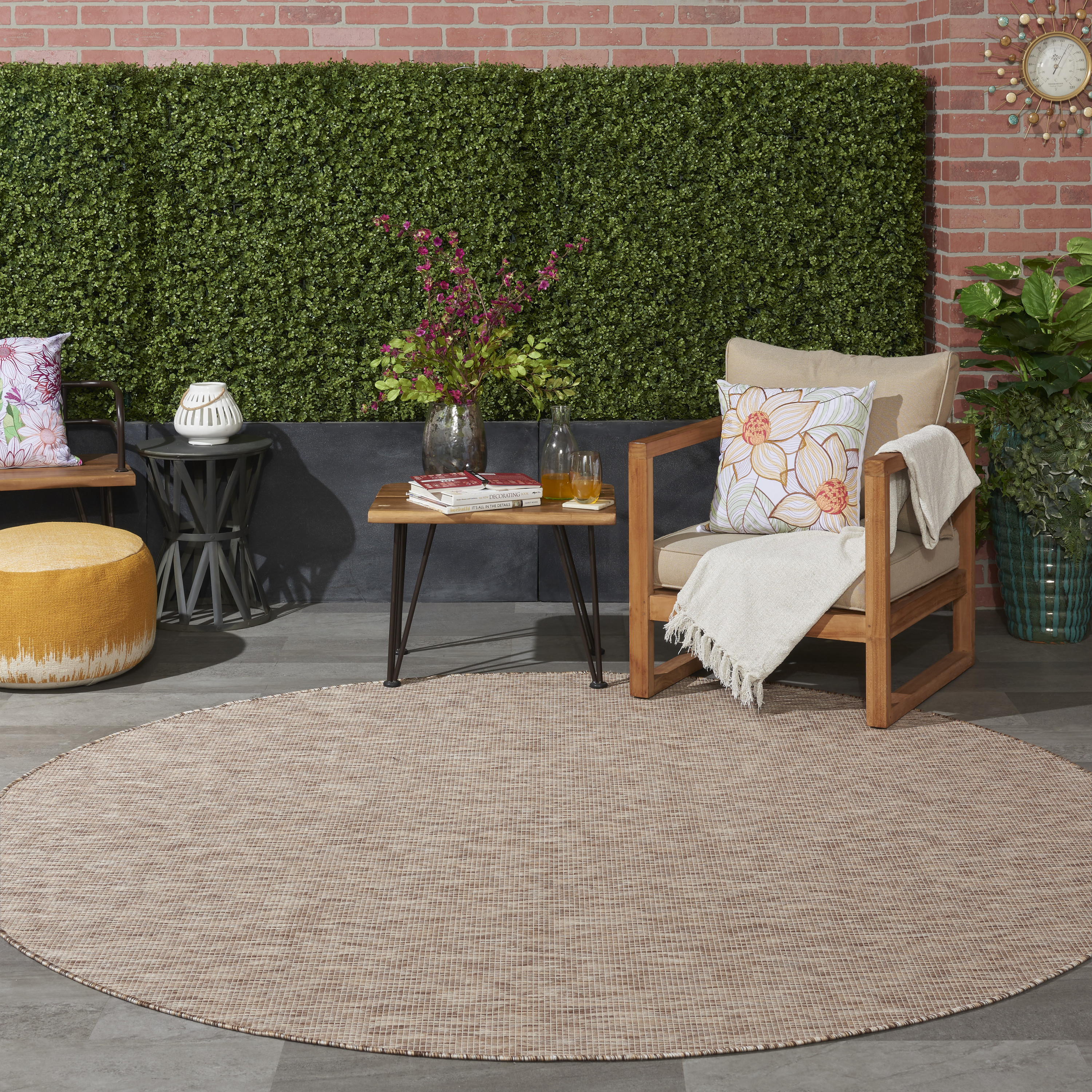 Nourison Positano 8' x Round Beige Modern Rug