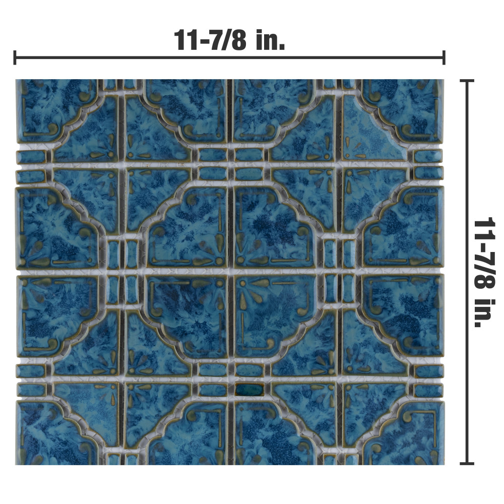 Hudson Moonbeam Pacific Blue 11-7/8 in. x 11-7/8 in. Porcelain Mosaic Tile