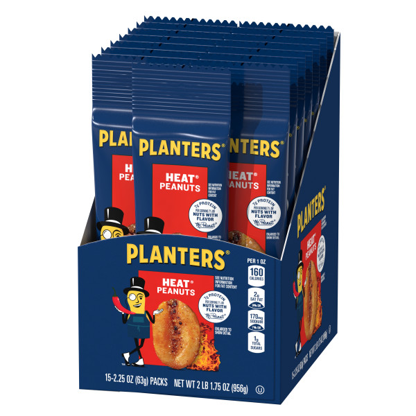 PLANTERS(r) Heat Peanuts 45/2.25oz . C1RP - Front Right Pallet/Display (Hi Res)