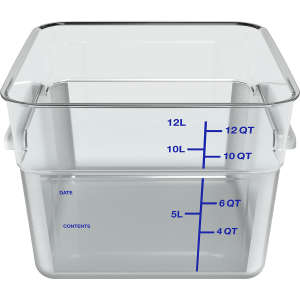 Carlisle, Squares Polycarbonate Food Storage Container 12 qt, Clear, 6/Case