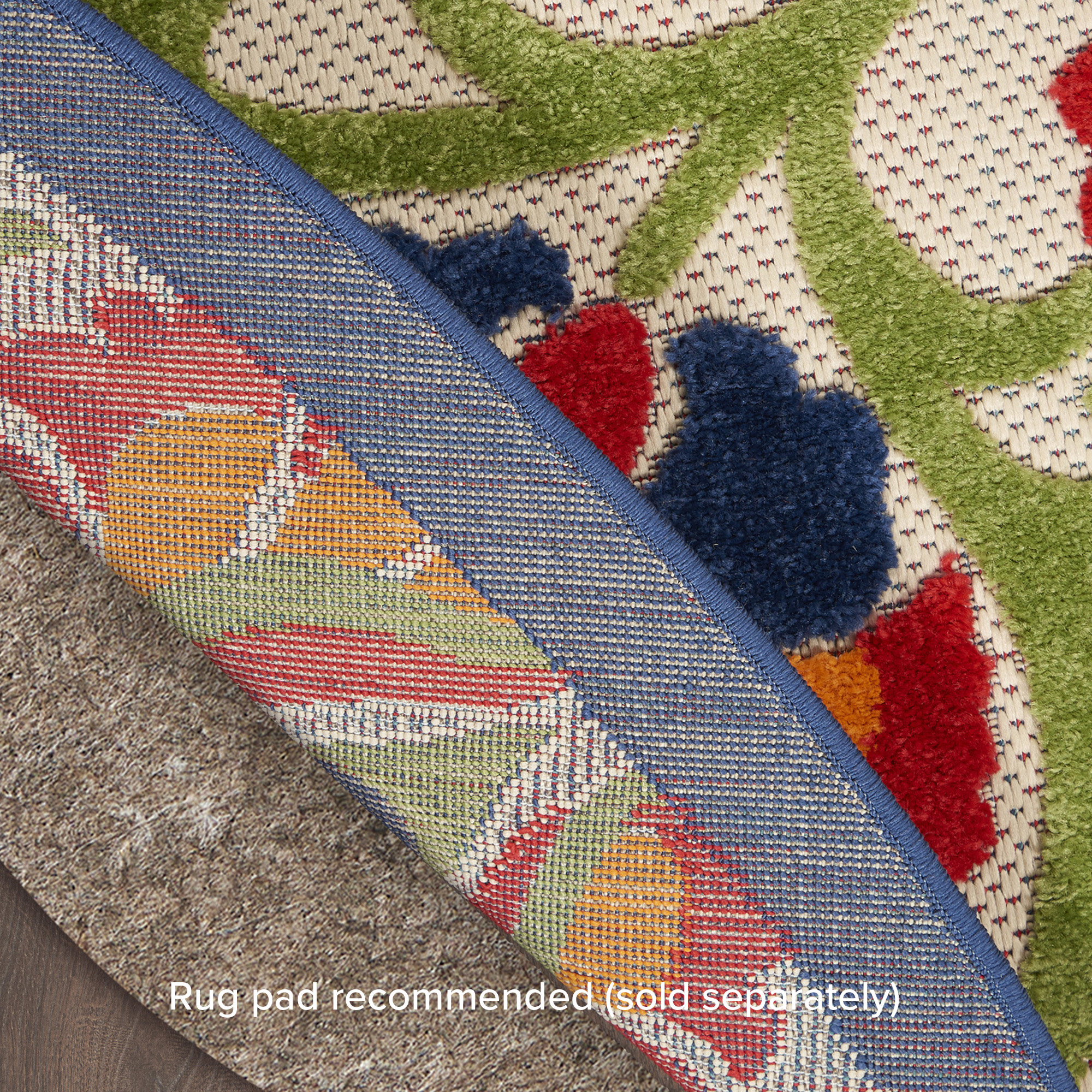 Nourison Aloha 5'3" x Round Multicolor Farmhouse Rug