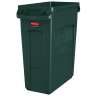 Rubbermaid Commercial, Vented Slim Jim, 16 gal, Resin, Green, Rectangle, Receptacle