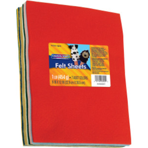 Felt Sheets, 7 Assorted Colors, 9" x 12", 1 lb.