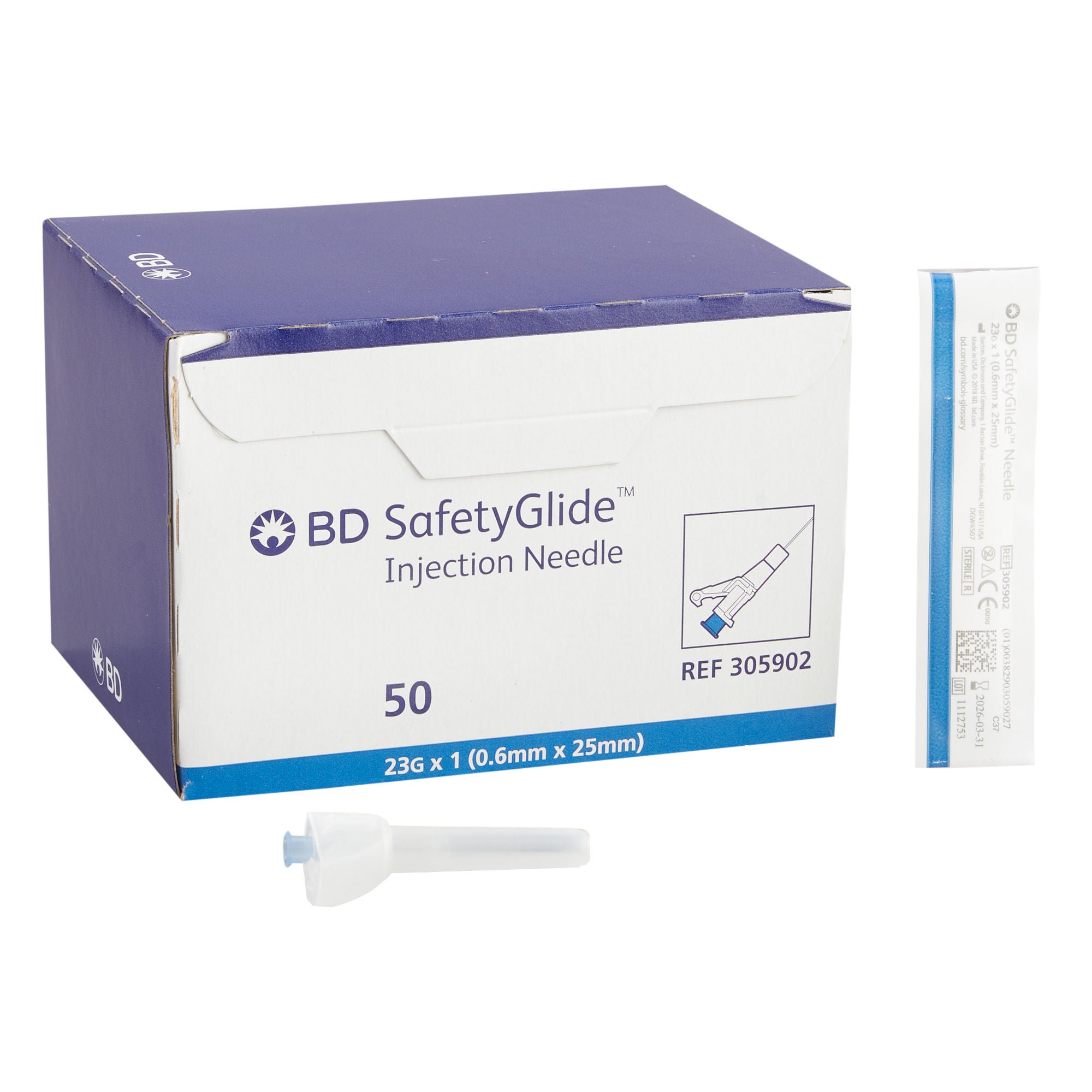 SafetyGlide™ Hypodermic Needle, 23 Gauge, 1 Inch Length