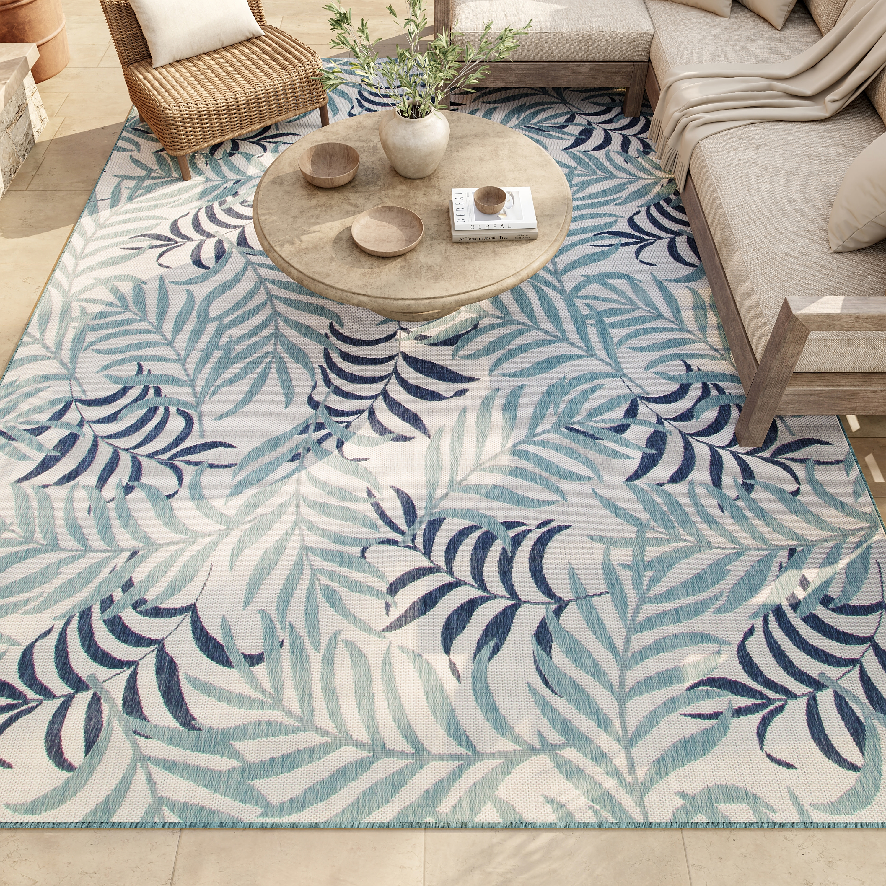 Nourison Garden Oasis 8' x 10' Blue Tropical Rug