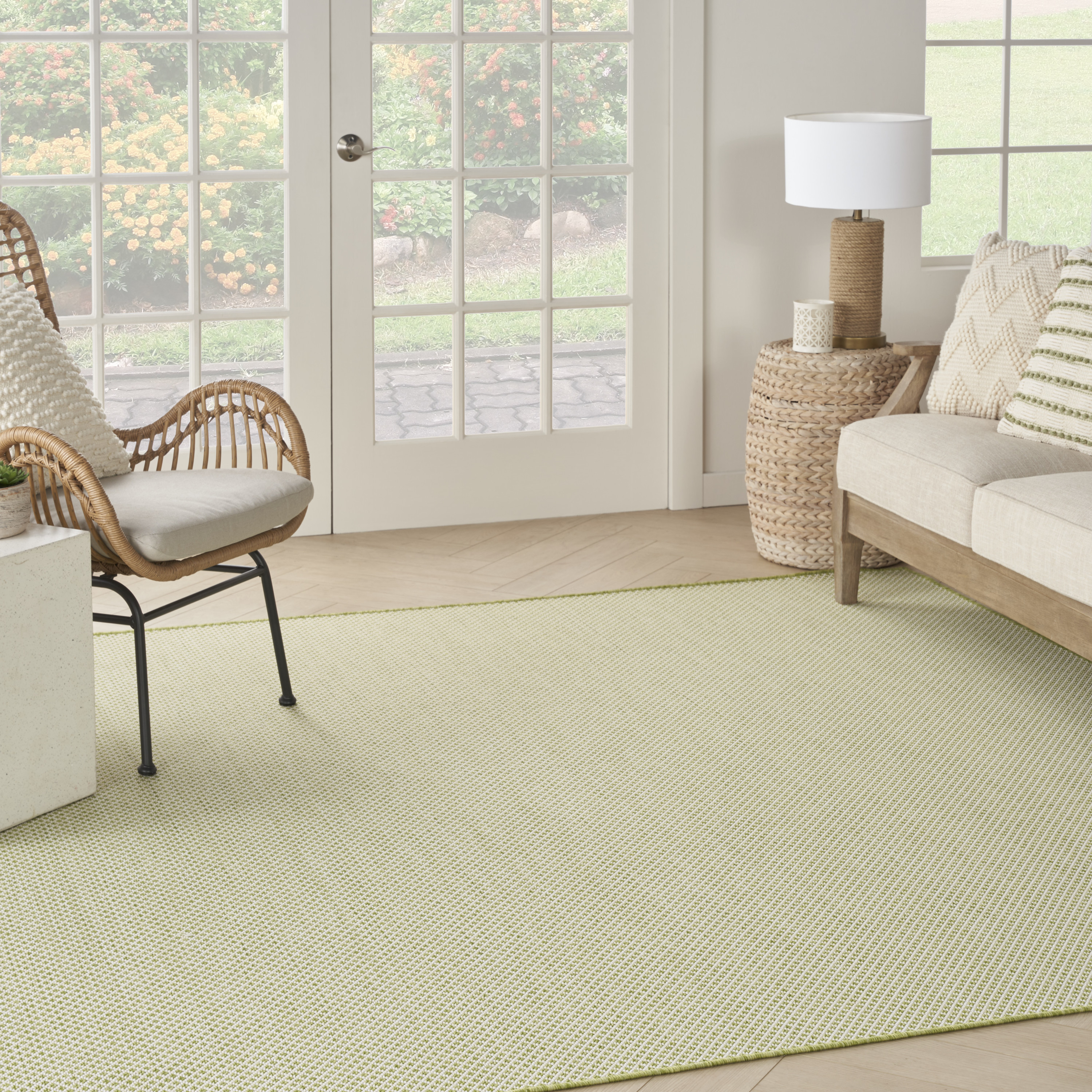 Nourison Courtyard 8' x Square Ivory Green Modern Rug
