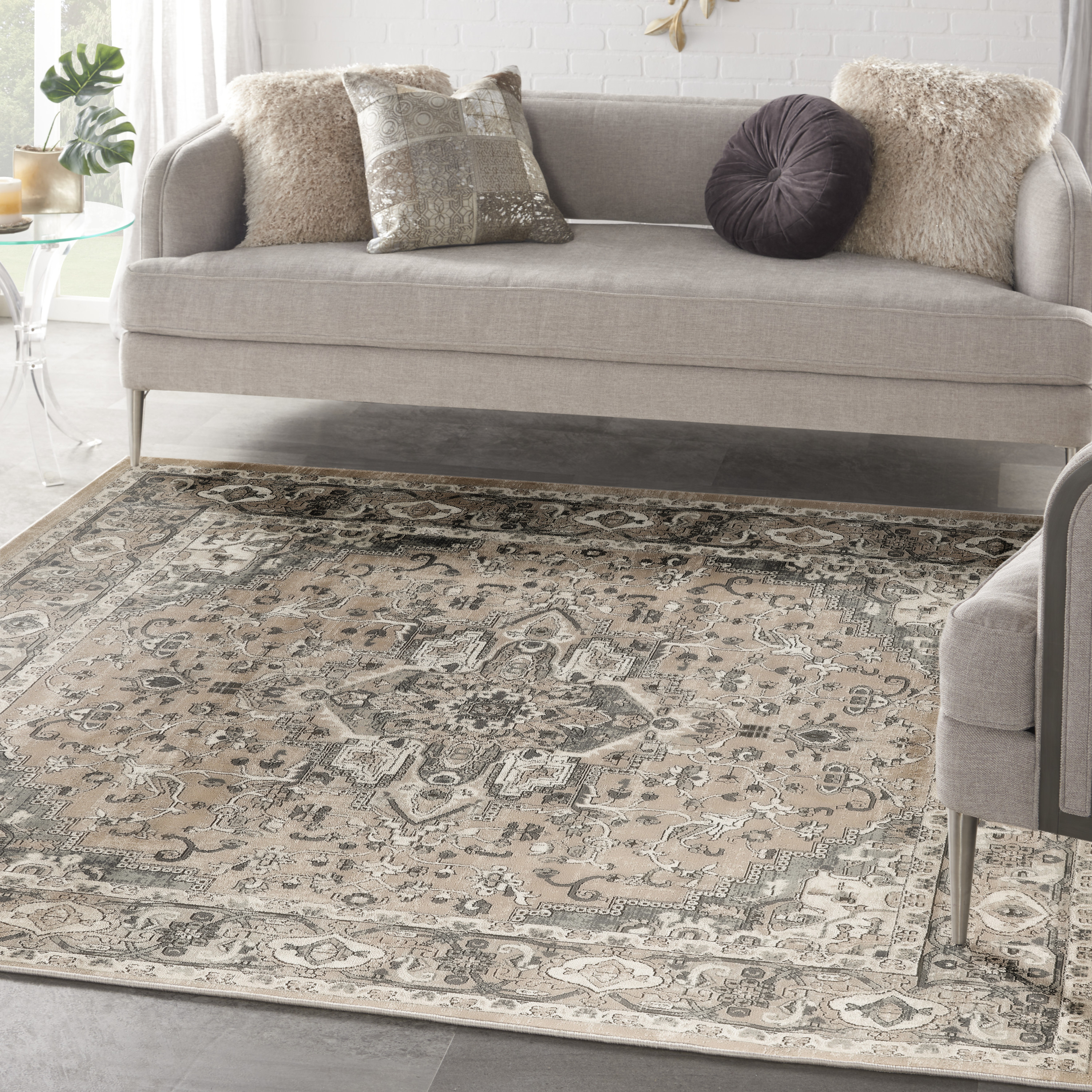 Nourison Quarry 7'10" x Square Beige Grey Farmhouse Indoor Rug