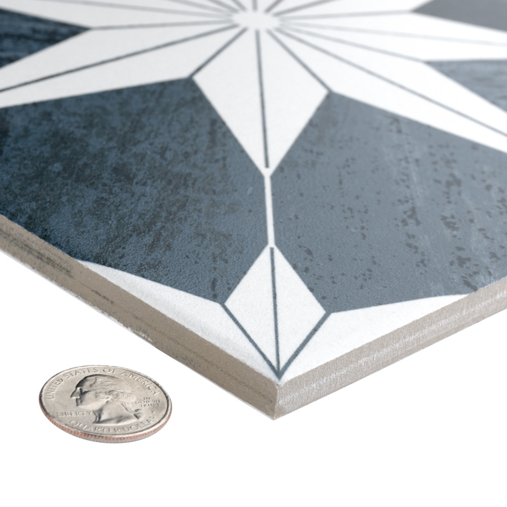Cassis Stella Black Night 9-3/4 in. x 9-3/4 in. Porcelain Floor and Wall Tile
