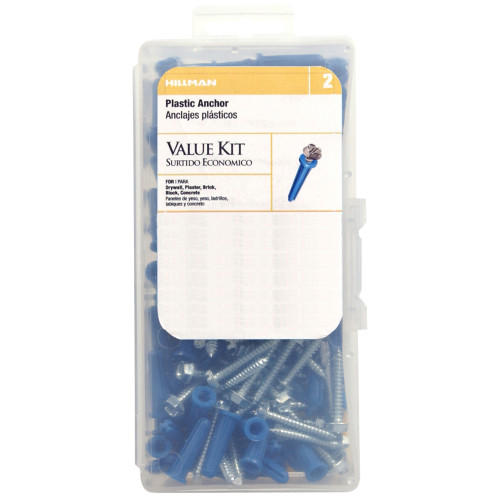 Blue Conical Plastic Anchor Kits #6-8 HWH Slotted 3/4
